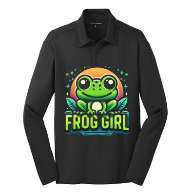 Frog Girl Cute Kawaii Anime Aesthetic Family Ambhibian Lover Silk Touch Performance Long Sleeve Polo