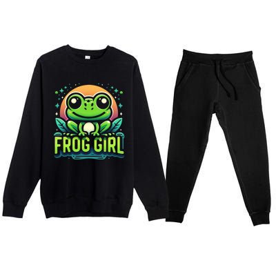 Frog Girl Cute Kawaii Anime Aesthetic Family Ambhibian Lover Premium Crewneck Sweatsuit Set