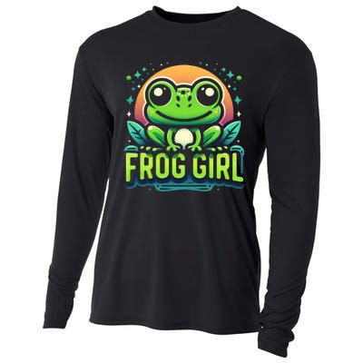 Frog Girl Cute Kawaii Anime Aesthetic Family Ambhibian Lover Cooling Performance Long Sleeve Crew