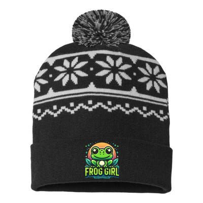 Frog Girl Cute Kawaii Anime Aesthetic Family Ambhibian Lover USA-Made Snowflake Beanie