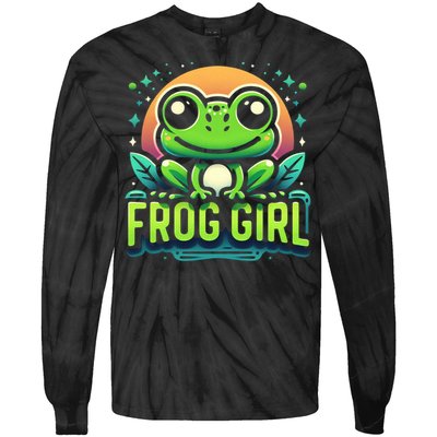 Frog Girl Cute Kawaii Anime Aesthetic Family Ambhibian Lover Tie-Dye Long Sleeve Shirt