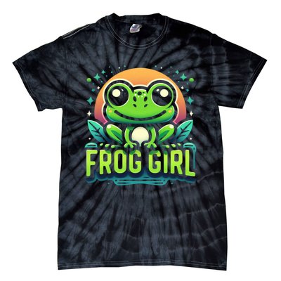 Frog Girl Cute Kawaii Anime Aesthetic Family Ambhibian Lover Tie-Dye T-Shirt