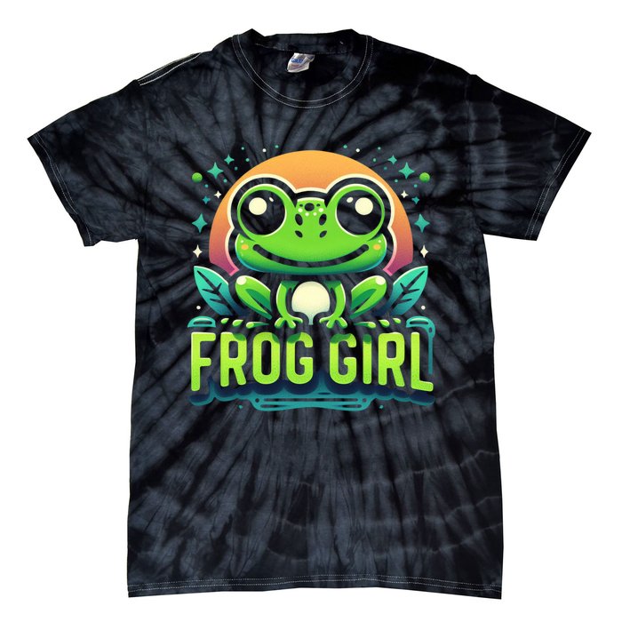 Frog Girl Cute Kawaii Anime Aesthetic Family Ambhibian Lover Tie-Dye T-Shirt