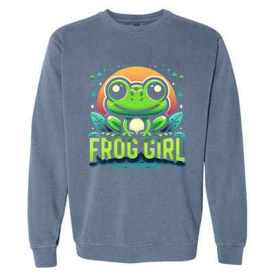 Frog Girl Cute Kawaii Anime Aesthetic Family Ambhibian Lover Garment-Dyed Sweatshirt