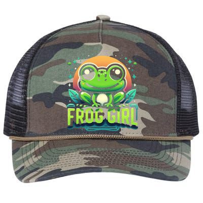 Frog Girl Cute Kawaii Anime Aesthetic Family Ambhibian Lover Retro Rope Trucker Hat Cap