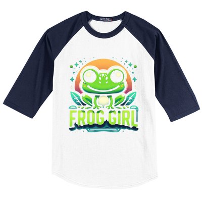 Frog Girl Cute Kawaii Anime Aesthetic Family Ambhibian Lover Baseball Sleeve Shirt