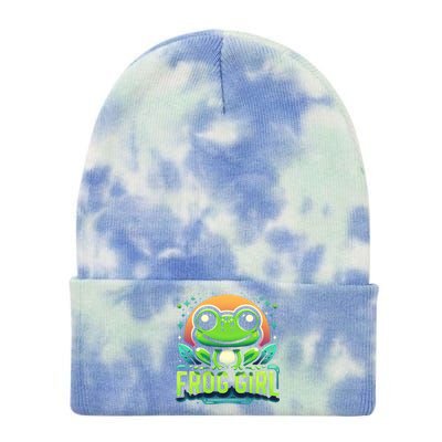 Frog Girl Cute Kawaii Anime Aesthetic Family Ambhibian Lover Tie Dye 12in Knit Beanie