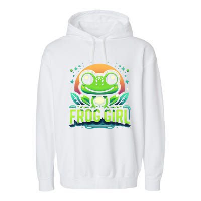 Frog Girl Cute Kawaii Anime Aesthetic Family Ambhibian Lover Garment-Dyed Fleece Hoodie