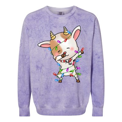 Funny Goat Christmas Dabbing Great Gift Colorblast Crewneck Sweatshirt