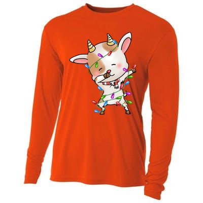 Funny Goat Christmas Dabbing Great Gift Cooling Performance Long Sleeve Crew