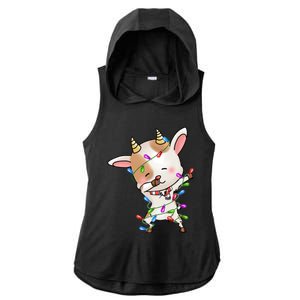 Funny Goat Christmas Dabbing Great Gift Ladies PosiCharge Tri-Blend Wicking Draft Hoodie Tank