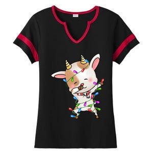 Funny Goat Christmas Dabbing Great Gift Ladies Halftime Notch Neck Tee