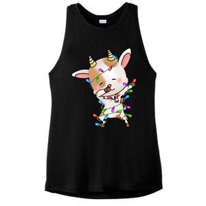 Funny Goat Christmas Dabbing Great Gift Ladies PosiCharge Tri-Blend Wicking Tank