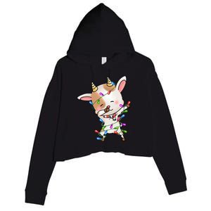 Funny Goat Christmas Dabbing Great Gift Crop Fleece Hoodie