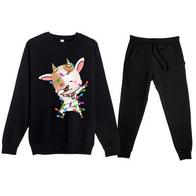 Funny Goat Christmas Dabbing Great Gift Premium Crewneck Sweatsuit Set