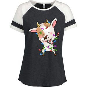 Funny Goat Christmas Dabbing Great Gift Enza Ladies Jersey Colorblock Tee