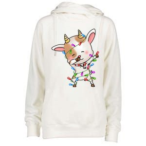 Funny Goat Christmas Dabbing Great Gift Womens Funnel Neck Pullover Hood