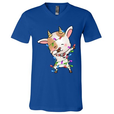 Funny Goat Christmas Dabbing Great Gift V-Neck T-Shirt