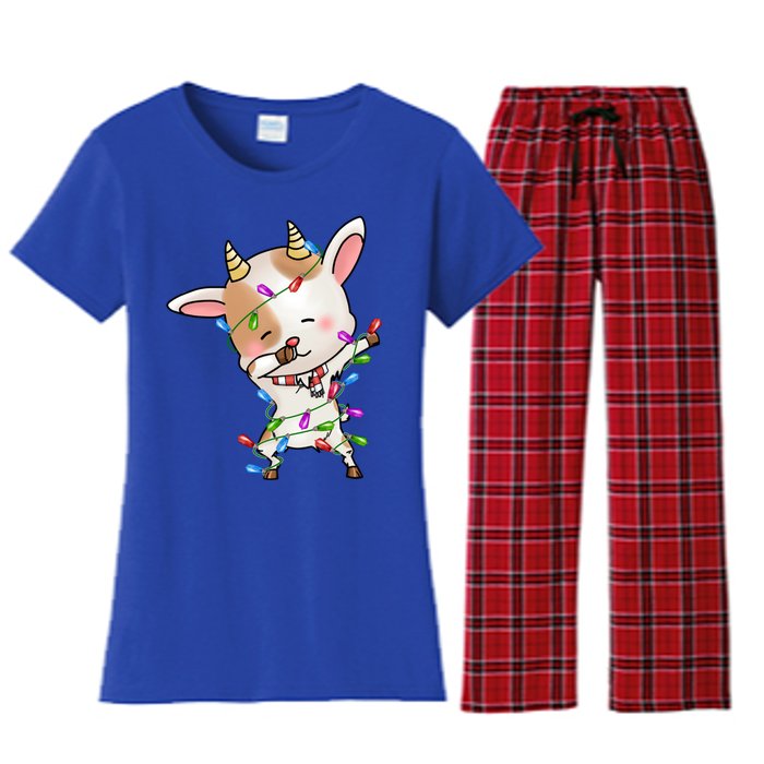 Funny Goat Christmas Dabbing Great Gift Women's Flannel Pajama Set