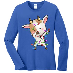 Funny Goat Christmas Dabbing Great Gift Ladies Long Sleeve Shirt