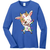 Funny Goat Christmas Dabbing Great Gift Ladies Long Sleeve Shirt