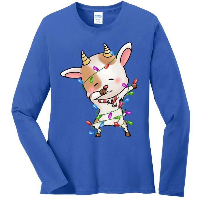 Funny Goat Christmas Dabbing Great Gift Ladies Long Sleeve Shirt