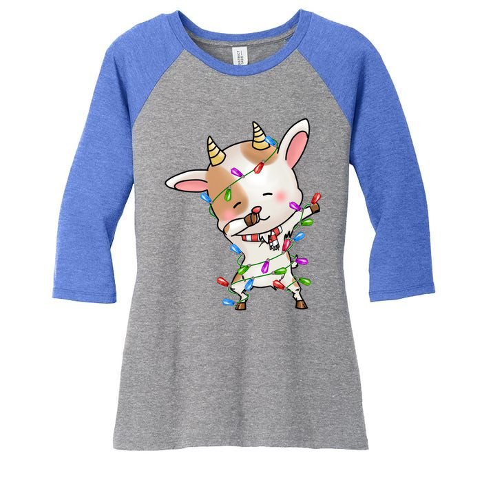 Funny Goat Christmas Dabbing Great Gift Women's Tri-Blend 3/4-Sleeve Raglan Shirt