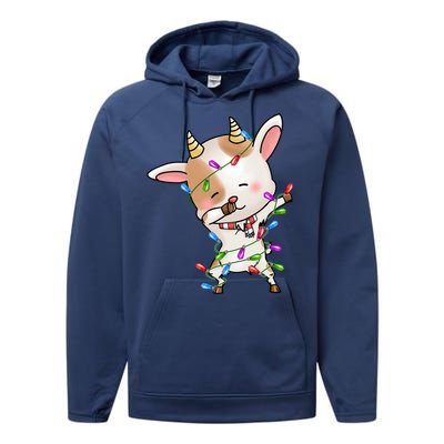 Funny Goat Christmas Dabbing Great Gift Performance Fleece Hoodie