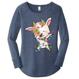 Funny Goat Christmas Dabbing Great Gift Women's Perfect Tri Tunic Long Sleeve Shirt