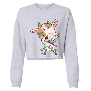 Funny Goat Christmas Dabbing Great Gift Cropped Pullover Crew