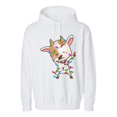 Funny Goat Christmas Dabbing Great Gift Garment-Dyed Fleece Hoodie