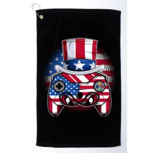 Funny Gamerica Controller And Uncle Sam Hat Gamer 4th Of July Gift Platinum Collection Golf Towel