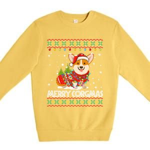 Funny Gift Corgi Dog Santa Corgi Ugly Christmas Premium Crewneck Sweatshirt