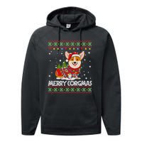 Funny Gift Corgi Dog Santa Corgi Ugly Christmas Performance Fleece Hoodie