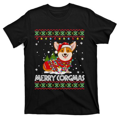 Funny Gift Corgi Dog Santa Corgi Ugly Christmas T-Shirt