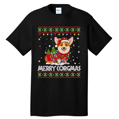 Funny Gift Corgi Dog Santa Corgi Ugly Christmas Tall T-Shirt