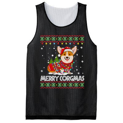 Funny Gift Corgi Dog Santa Corgi Ugly Christmas Mesh Reversible Basketball Jersey Tank