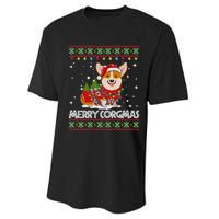 Funny Gift Corgi Dog Santa Corgi Ugly Christmas Performance Sprint T-Shirt