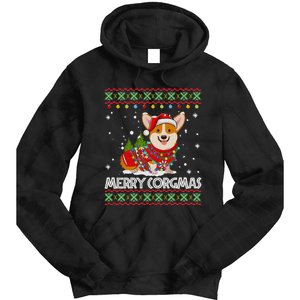 Funny Gift Corgi Dog Santa Corgi Ugly Christmas Tie Dye Hoodie