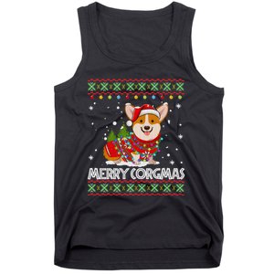 Funny Gift Corgi Dog Santa Corgi Ugly Christmas Tank Top