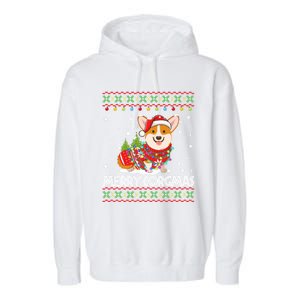 Funny Gift Corgi Dog Santa Corgi Ugly Christmas Garment-Dyed Fleece Hoodie