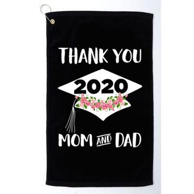 Floral Graduation Cap Thank You Mom And Dad Pink Roses Gift Platinum Collection Golf Towel