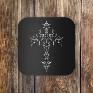 funny Gothic Cross Grunge Aesthetic Mall Goth Coaster