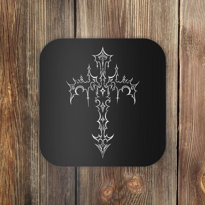 funny Gothic Cross Grunge Aesthetic Mall Goth Coaster