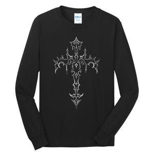 funny Gothic Cross Grunge Aesthetic Mall Goth Tall Long Sleeve T-Shirt