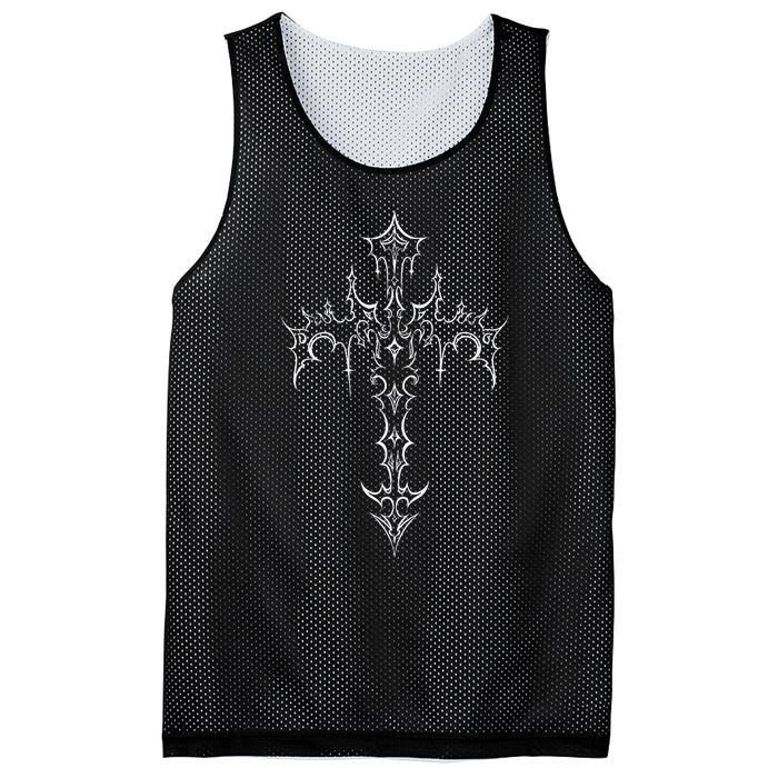 funny Gothic Cross Grunge Aesthetic Mall Goth Mesh Reversible Basketball Jersey Tank