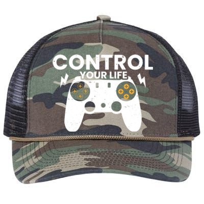 Funny Gaming Control Your Life Gamer Video Games Gift Retro Rope Trucker Hat Cap