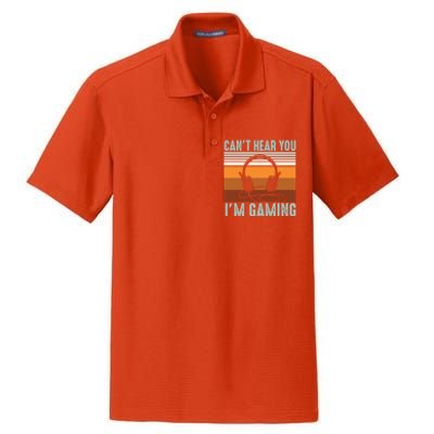 Funny Gamers Cant Hear You Im Gaming Retro Design Gift Dry Zone Grid Polo