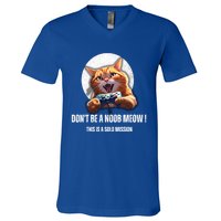 Funny Gamer Cat With Controller For Cat Lovers And Video Gamer Gift V-Neck T-Shirt