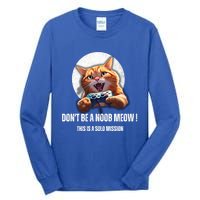 Funny Gamer Cat With Controller For Cat Lovers And Video Gamer Gift Tall Long Sleeve T-Shirt